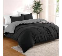 Dreamzie Funda Nordica Cama 200x200 cm con 2 Funda Almohada 65x65 cm - Negro/Gris Oscuro - Funda nordicas 200x200 de 100% Microfibra. Funda Nórdica Certificada sin Productos Químicos