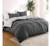 Dreamzie Funda Nordica Cama 240x220 cm con 2 Funda Almohada 65x65 cm - Gris Oscuro/Gris Claro - Funda nordicas 240x220 de 100% Microfibra. Funda Nórdica Certificada sin Productos Químicos