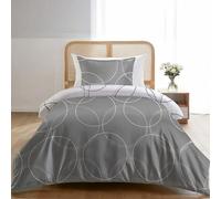 Dreamzie Funda Nordica Cama 90 Estampado Círculos, Cubre Edredon Ropa Cama con 1 Funda Almohada 65x65 cm - Funda nordica 140x200 de 100% Microfibra - Certificada Oeko Tex