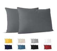 Dreamzie Fundas de Almohada (Juego de 2) - Antracita - para Las Almohadas 50 x 70 cm - 100% Algodon Jersey - Funda de Almohada Algodon - Funda Cojin para Cama - Protector de Almohada