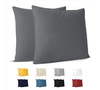 Dreamzie Fundas de Almohada (Juego de 2) - Antracita - para Las Almohadas 60 x 60 cm - 100% Algodon Jersey - Funda de Almohada Algodon - Funda Cojin para Cama - Protector de Almohada
