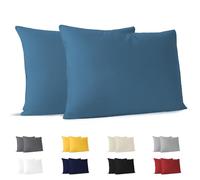 Dreamzie Fundas de Almohada (Juego de 2) - Azul - para Las Almohadas 50 x 70 cm - 100% Algodon Jersey - Funda de Almohada Algodon - Funda Cojin para Cama - Protector de Almohada