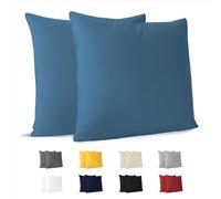 Dreamzie Fundas de Almohada (Juego de 2) - Azul - para Las Almohadas 65 x 65 cm - 100% Algodon Jersey - Funda de Almohada Algodon - Funda Cojin para Cama - Protector de Almohada