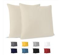 Dreamzie Fundas de Almohada (Juego de 2) - Beige - para Las Almohadas 65 x 65 cm - 100% Algodon Jersey - Funda de Almohada Algodon - Funda Cojin para Cama - Protector de Almohada