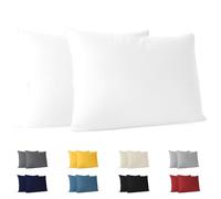 Dreamzie Fundas de Almohada (Juego de 2) - Blanco - para Las Almohadas 40 x 60 cm - 100% Algodon Jersey - Funda de Almohada Algodon - Funda Cojin para Cama - Protector de Almohada