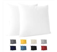 Dreamzie Fundas de Almohada (Juego de 2) - Blanco - para Las Almohadas 65 x 65 cm - 100% Algodon Jersey - Funda de Almohada Algodon - Funda Cojin para Cama - Protector de Almohada