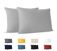Dreamzie Fundas de Almohada (Juego de 2) - Gris - para Las Almohadas 40 x 60 cm - 100% Algodon Jersey - Funda de Almohada Algodon - Funda Cojin para Cama - Protector de Almohada