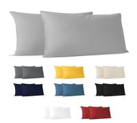 Dreamzie Fundas de Almohada (Juego de 2) - Gris - para Las Almohadas 40 x 80 cm - 100% Algodon Jersey - Funda de Almohada Algodon - Funda Cojin para Cama - Protector de Almohada