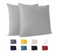 Dreamzie Fundas de Almohada (Juego de 2) - Gris - para Las Almohadas 65 x 65 cm - 100% Algodon Jersey - Funda de Almohada Algodon - Funda Cojin para Cama - Protector de Almohada