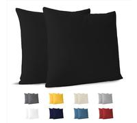 Dreamzie Fundas de Almohada (Juego de 2) - Negro - para Las Almohadas 60 x 60 cm - 100% Algodon Jersey - Funda de Almohada Algodon - Funda Cojin para Cama - Protector de Almohada