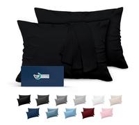 Dreamzie Fundas de Almohada (Juego de 2) - para Las Almohadas 40 x 70 cm, Negro, Microfibra (100% Poliéster) - Fundas de Cojines de Calidad con una Suavidad Incomparable