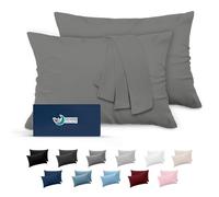 Dreamzie Fundas de Almohada (Juego de 2) - para Las Almohadas 50 x 80 cm, Gris Antracita, Microfibra (100% Poliéster) - Fundas de Cojines de Calidad con una Suavidad Incomparable