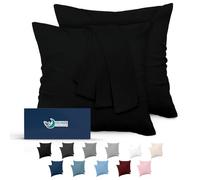 Dreamzie Fundas de Almohada (Juego de 2) - para Las Almohadas 80 x 80 cm, Negro, Microfibra (100% Poliéster) - Fundas de Cojines de Calidad con una Suavidad Incomparable