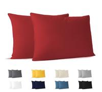 Dreamzie Fundas de Almohada (Juego de 2) - Rojo - para Las Almohadas 40 x 60 cm - 100% Algodon Jersey - Funda de Almohada Algodon - Funda Cojin para Cama - Protector de Almohada