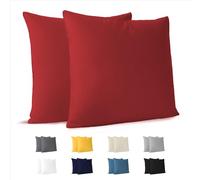 Dreamzie Fundas de Almohada (Juego de 2) - Rojo - para Las Almohadas 60 x 60 cm - 100% Algodon Jersey - Funda de Almohada Algodon - Funda Cojin para Cama - Protector de Almohada