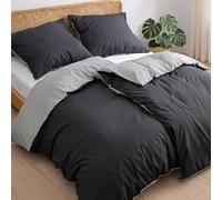 Dreamzie Fundas nordicas Cama 90 Algodon - 2 Fundas edredon 135x200 con Cierre + 2 Fundas Almohada 80x80 - Juego de Cama Liso y Reversible - Gris Oscuro