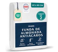Dreamzie - Juego de 2 Funda de Almohada Antiacaros - Protector Almohada 40x60 cm - Funda Antiacaros Transpirables y Lavables a 95°C