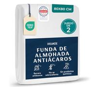 Dreamzie - Juego de 2 Funda de Almohada Antiacaros - Protector Almohada 80x80 cm - Funda Antiacaros Transpirables y Lavables a 95°C