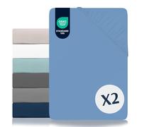 Dreamzie Juego de 2 Sabanas 135 x 190 Ajustables - Microfibra Ultra Suave Oeko Tex Certificado - Sabanas Bajeras 135x190 - Azul Cerúleo