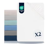 Dreamzie Juego de 2 Sabanas 140x190/200 Ajustables - Microfibra Ultra Suave Oeko Tex Certificado - Sábanas Bajeras 140x190/200 - Albastro Blanco