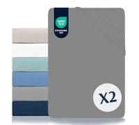 Dreamzie Juego de 2 Sabanas 150 x 200 Ajustables - Microfibra Ultra Suave Oeko Tex Certificado - Sabanas 150x200 Cama - Gris Carbón