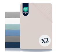 Dreamzie Juego de 2 Sabanas 180x200 Ajustables - Microfibra Ultra Suave Oeko Tex Certificado - Sábana Bajera 180x200 - Beige Satinado