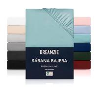 Dreamzie Sabanas 160x200 cm - Grandes Solapas de hasta 33 cm - 100% Microfibra - Agua - Certificada sin Productos Químicos (Oeko Tex), Sabanas bajeras Completamente Elásticas