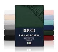 Dreamzie Sabanas 160x200 cm - Grandes Solapas de hasta 33 cm - 100% Microfibra - Verde - Certificada sin Productos Químicos (Oeko Tex), Sabanas bajeras Completamente Elásticas