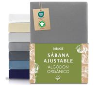 Dreamzie Premium Sabanas 140x200 cm hasta 160 x 200 cm, Sabana Bajera 140x200 cm hasta 160 x 200 cm Ajustable Algodon Orgánico, 150 g/m² - Antracita - Certificada sin Productos Químicos (Oeko Tex)