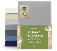 Dreamzie Premium Sabanas 70x160 cm, Sabana Bajera 70x160 cm Ajustable Algodon Orgánico, 150 g/m² - Gris - Certificada sin Productos Químicos (Oeko Tex)