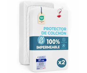 Dreamzie Protector Colchon 80x190 cm Impermeable para Niños (Lote de 2) - Funda Colchon Suave e Hipoalergénica - Transpirable - Certificado Oeko-Tex