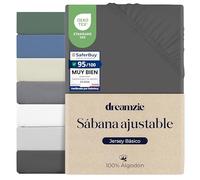 Dreamzie Sabana Bajera 120x190 / 120x200 Ajustable Algodon Jersey, Altura colchon 25 cm hasta 22 cm, Oeko-Tex Certificado, hipoalergenica, Gris Oscuro