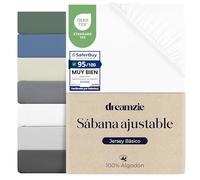 Dreamzie Sabana Bajera 70x200 Ajustable Algodon Jersey, Altura colchon 15 cm hasta 12 cm, Oeko-Tex Certificado, hipoalergenica, Blanco