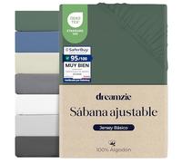 Dreamzie Sabana Bajera 90x190 / 90x200 Ajustable Algodon Jersey, Altura colchon 25 cm hasta 22 cm, Oeko-Tex Certificado, hipoalergenica, Verde Pato
