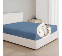 Dreamzie Sabana Bajera 90x190 / 90x200 Ajustable Algodon Jersey, Altura colchon 25 cm hasta 22 cm, Oeko-Tex Certificado, hipoalergenica, Azul