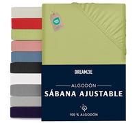 Dreamzie Sabanas 100x200 Ajustable - Algodon Oeko Tex Certificado - Verde - Sábanas Bajeras 100 x 200-100% Jersey