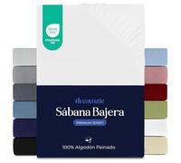 Dreamzie Sabanas 100x200 cm, Sabana Bajera Premium para Colchones de hasta 22 cm de Altura, 100% Algodon 150 g/m² - Blanco - Certificada sin Productos Químicos (Oeko Tex)
