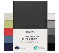 Dreamzie Sabanas 140x200 cm - 160x200 cm, Sabana Bajera para Colchones de hasta 37 cm de Altura, 100% Algodon 150 g/m² - Gris Oscuro- Certificada sin Productos Químicos (Oeko Tex)