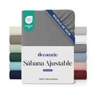Dreamzie Sabanas 150 x 190/200 cm - Esquinas de 35 cm para Colchones Gruesos - 100% Microfibra, Antracita, Certificada sin Productos Químicos (Oeko Tex), Sabanas Bajeras Completamente Elásticas