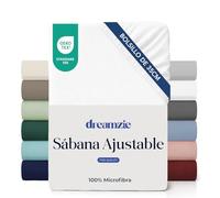 Dreamzie Sabanas 150 x 190/200 cm - Esquinas de 35 cm para Colchones Gruesos - 100% Microfibra, Blanco Roto, Certificada sin Productos Químicos (Oeko Tex), Sabanas Bajeras Completamente Elásticas