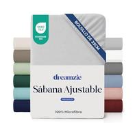 Dreamzie Sabanas 150 x 190/200 cm - Esquinas de 35 cm para Colchones Gruesos - 100% Microfibra, Gris, Certificada sin Productos Químicos (Oeko Tex), Sabanas Bajeras Completamente Elásticas