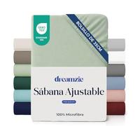 Dreamzie Sabanas 150 x 190/200 cm - Esquinas de 35 cm para Colchones Gruesos - 100% Microfibra, Verde Claro, Certificada sin Productos Químicos (Oeko Tex), Sabanas Bajeras Completamente Elásticas