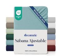 Dreamzie Sabanas 150x190/200 cm - Esquinas de 35 cm para Colchones Gruesos - 100% Microfibra, Agua, Certificada sin Productos Químicos (Oeko Tex), Sabanas Bajeras Completamente Elásticas