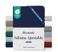 Dreamzie Sabanas 150x190/200 cm - Esquinas de 35 cm para Colchones Gruesos - 100% Microfibra, Azul Oscuro, Certificada sin Productos Químicos (Oeko Tex), Sabanas Bajeras Completamente Elásticas