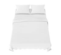 Dreamzie Sabanas 150x200 cm - Juego de Sabanas 4 Piezas - Poliéster Microfibra Cepillada - Sabana Bajera, Sabana Encimera Cama y 2 Fundas de Almohada (Sabanas 150, Blanco)