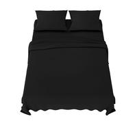 Dreamzie Sabanas 160x200 cm - Juego de Sabanas 4 Piezas - Poliéster Microfibra Cepillada - Sabana Bajera, Sabana Encimera Cama y 2 Fundas de Almohada (Sabanas Cama 160, Negro)