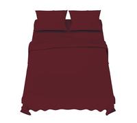Dreamzie Sabanas 160x200 cm - Juego de Sabanas 4 Piezas - Poliéster Microfibra Cepillada - Sabana Bajera, Sabana Encimera Cama y 2 Fundas de Almohada (Sabanas Cama 160, Burdeos)