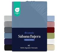 Dreamzie Sabanas 160x200 cm, Sabana Bajera Premium para Colchones de hasta 27 cm de Altura, 100% Algodon 150 g/m² - Azul - Certificada sin Productos Químicos (Oeko Tex)