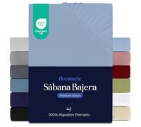 Dreamzie Sabanas 160x200 cm, Sabana Bajera Premium para Colchones de hasta 27 cm de Altura, 100% Algodon 150 g/m² - Azul Claro - Certificada sin Productos Químicos (Oeko Tex)