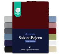 Dreamzie Sabanas 160x200 cm, Sabana Bajera Premium para Colchones de hasta 27 cm de Altura, 100% Algodon 150 g/m² - Burdeos - Certificada sin Productos Químicos (Oeko Tex)